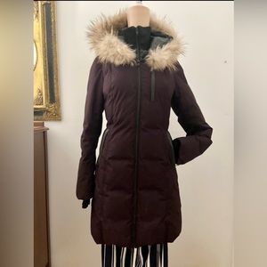 Down filled Soia & Kyo knee length winter coat with fur hood